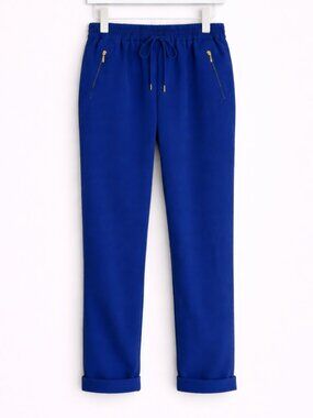 Zara Cobalt Blue Gold Zip Cuffed Jogger Trouser Pants